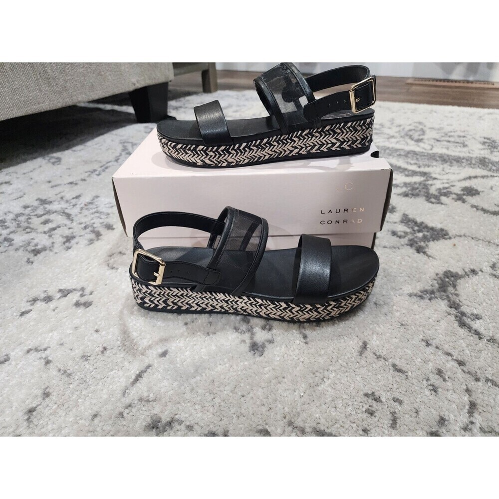 NEW Womens Lauren Conrad Paruka Slide Slingback Sandals Onyx Size 7.5
